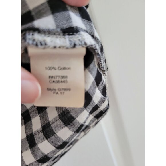 Madewell black white Gingham top blouse size Medium boho Preppy - Picture 8 of 8